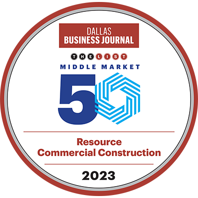 Resource Commercial Construction One of the Fastest-Growing Middle Market Companies - Dallas Business Journal Middle Market 50